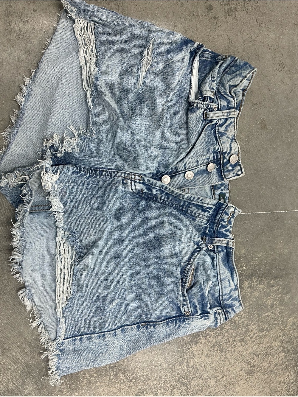 Light Wash Distressed High-Waist Denim Shorts